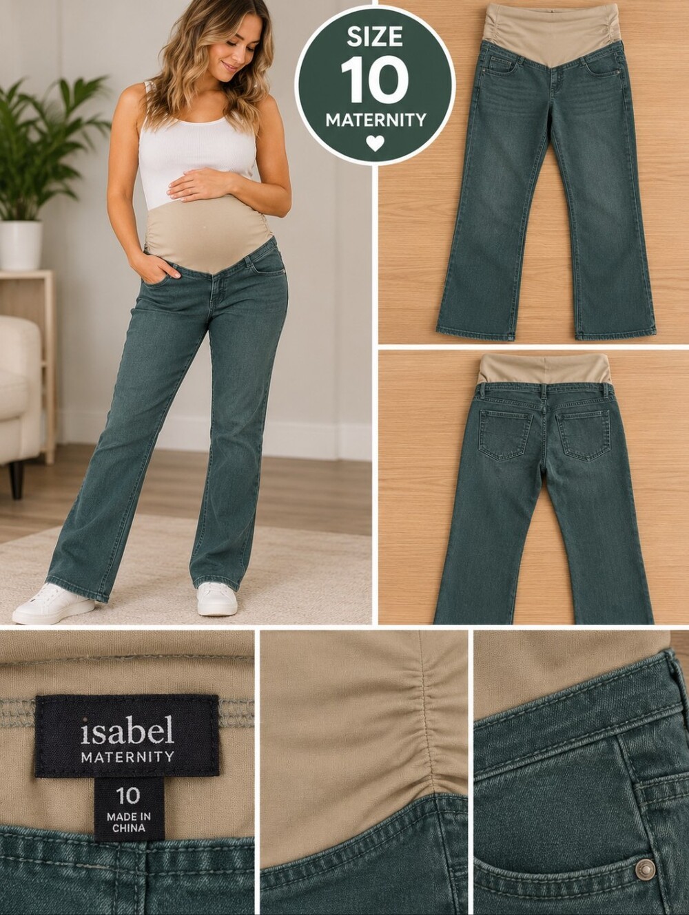 Isabel Maternity Women's size 10 green jeans #34